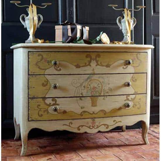 French Hand Painted Dresser In Mustard Florentine Free