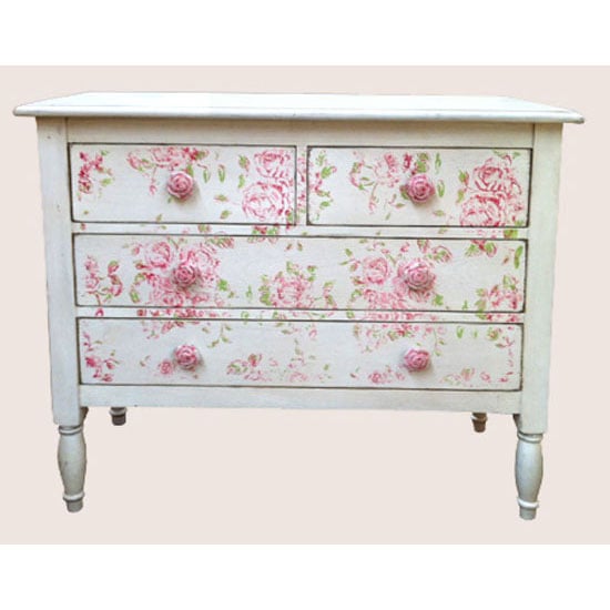 French Hand Painted Dresser With Rose Detailing Florentine